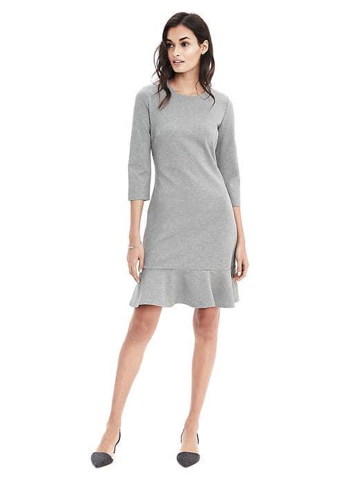 Banana Republic Womens Ponte Flounce Dress - Gray