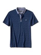 Banana Republic Mens Slim Fit Tile Pique Polo Size L Tall - Prussian Blue