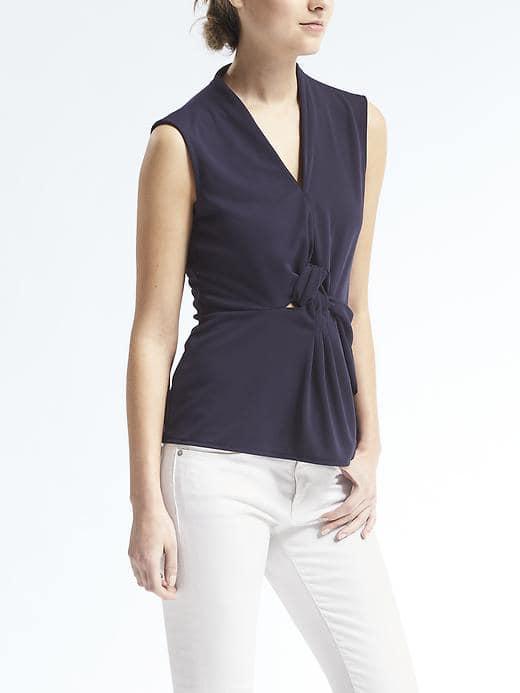 Banana Republic Womens Twist Front Drapey Sleeveless Top - Navy