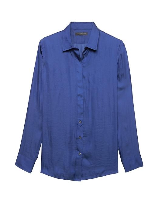 Banana Republic Womens Dillon Classic-fit Soft Shirt Comet Blue Size S
