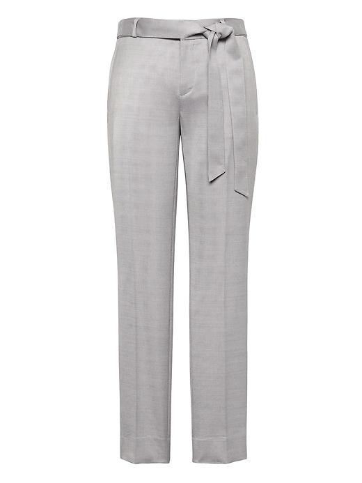 Banana Republic Womens Avery Straight-fit Wool-blend Pant With Tie Waist Light Gray Size 10