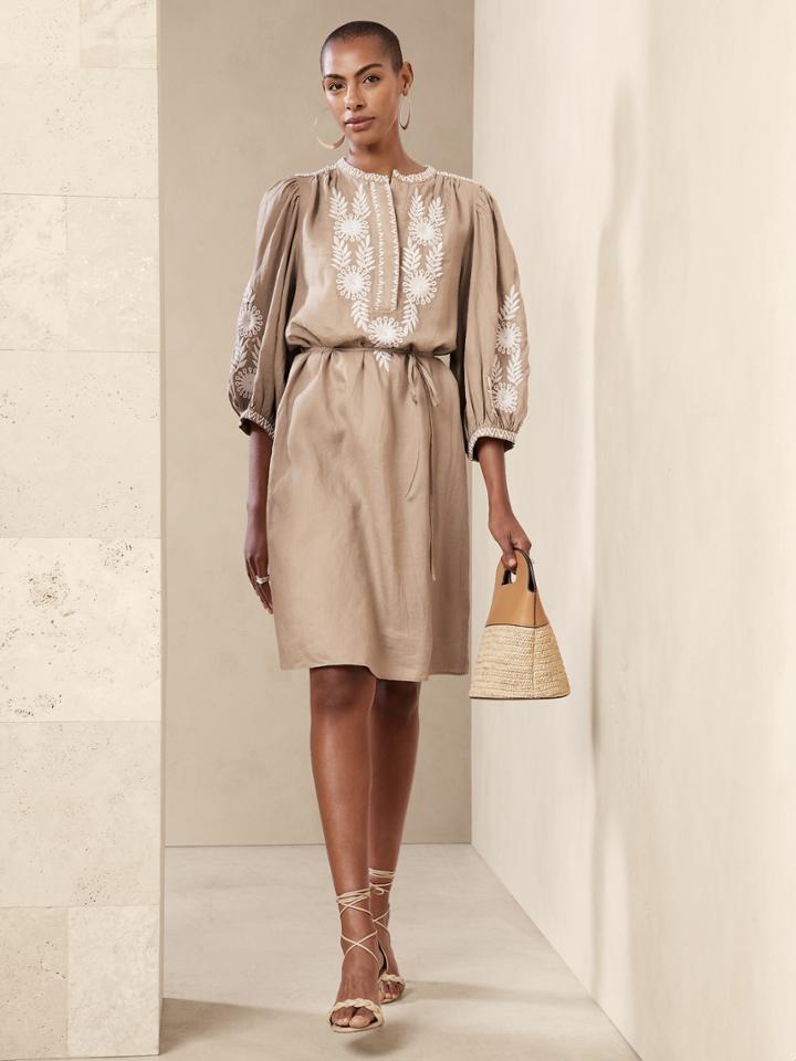 Embroidered Linen Dress