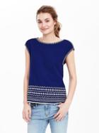 Banana Republic Womens Embroidered Crepe Top Size L - Neon Cobalt