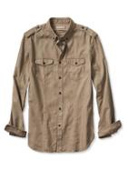 Banana Republic Mens Heritage Khaki Denim Shirt Size L Tall - Khaki Sand
