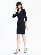 Banana Republic Womens Faux Wrap Knit Dress Size L Petite - Preppy Navy