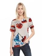 Banana Republic Floral Boatneck Top Size L Petite - Cocoon