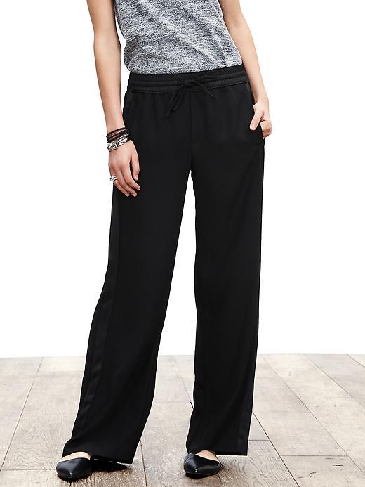 Banana Republic Womens Piped Wide Leg Soft Pant Size 0 Regular - Black
