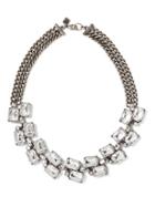 Banana Republic Deco Square Necklace - Clear Crystal