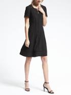 Banana Republic Womens Embroidered Trim Fit And Flare Dress - Black