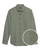 Banana Republic Mens Grant Slim-fit Luxe Flannel Grid Shirt Hemlock Green Size Xs
