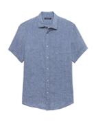 Banana Republic Mens Camden Standard-fit Linen Shirt Blue Size M