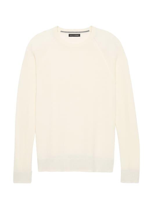 Banana Republic Mens Br X Kevin Love   Machine-washable Cashmere Blend Crew-neck Sweater Gypsum White Size S