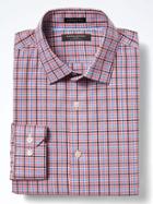 Banana Republic Mens Camden Fit Cotton Stretch Non Iron Tri Plaid Shirt - Red