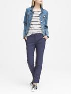 Banana Republic Womens Petite Ryan Slim Straight-fit Lightweight Wool Solid Pant Navy Size 6