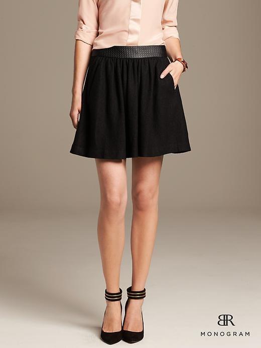 Banana Republic Womens Br Monogram Boucle Full Skirt Black Size 2