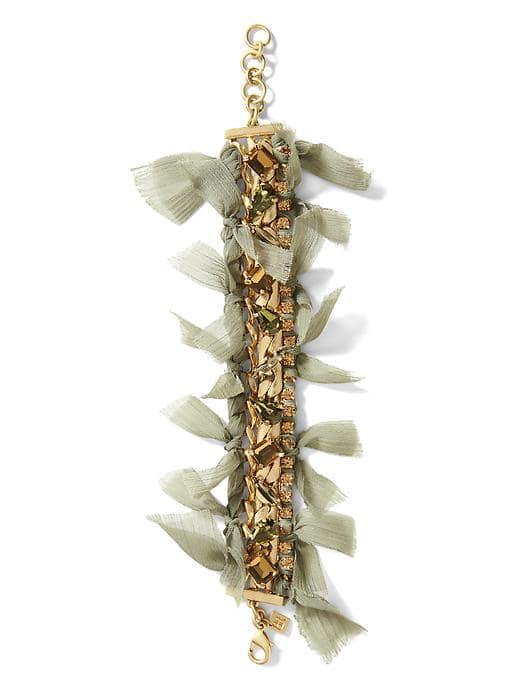 Banana Republic Frayed Chiffon Bracelet - Olive