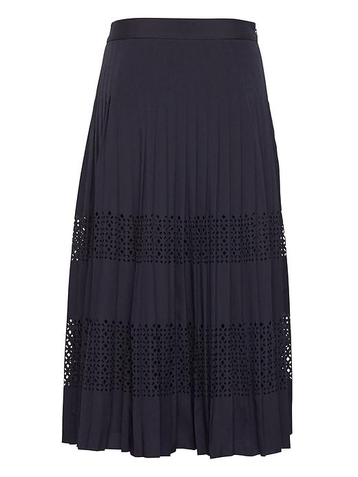 Banana Republic Womens Laser-cut Pleated Midi Skirt Navy Size 10