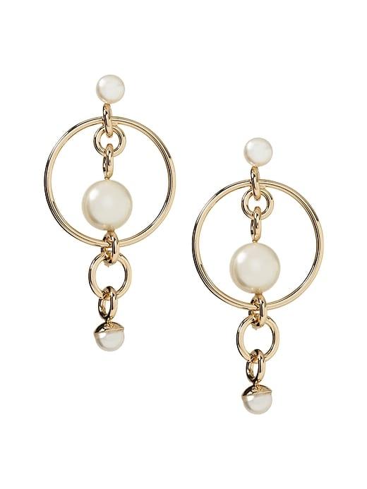 Banana Republic Womens Modern Pearl Bauble Hoop Gold Size One Size