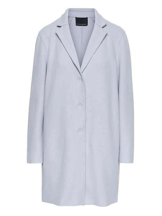 Banana Republic Womens Italian Melton Wool Blend Car Coat Light Blue Size L