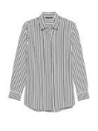Banana Republic Womens Parker Tunic-fit Stripe Washable Silk Shirt Black Size Xs