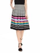 Banana Republic Womens Multi Stripe Pleated Skirt Size 0 Petite - Multi Stripe