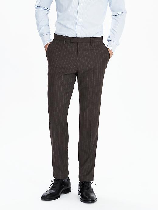 Banana Republic Mens Slim Nanotex Wool Stripe Pant Size 29w 30l - Brown