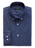 Banana Republic Mens New Slim-fit Tech-stretch Cotton Dot Shirt Basic Blue Size Xxl