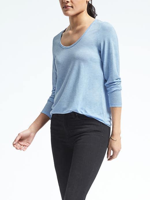 Banana Republic Womens Signature Modal Tee - Light Blue