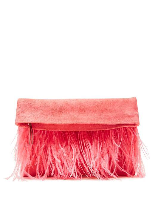 Banana Republic Medium Foldover Fringe Clutch Size One Size - Coral