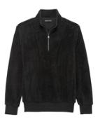 Banana Republic Mens Solid Sherpa Fleece Half-zip Sweatshirt Black Size Xs