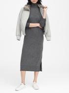 Banana Republic Womens Japan Online Exclusive Turtleneck Midi Sweater Dress Dark Charcoal Gray Size M