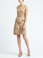 Banana Republic Womens Linen Blend Peplum Utility Dress - Golden Beige