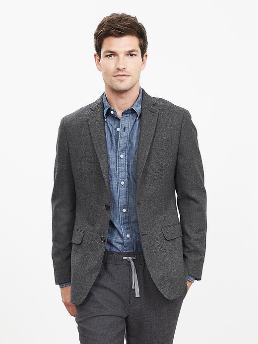 Banana Republic Mens Modern Slim Gray Wool Blazer Size 36 Regular - Gray Heather