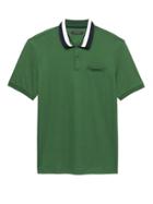 Banana Republic Mens Luxury-touch Tri-color Collar Polo Shirt Turtle Green Size S