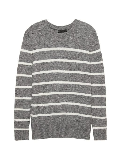 Banana Republic Womens Aire Stripe Crew-neck Sweater Medium Heather Gray Size Xxl