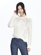 Banana Republic Womens Pointelle Cable Knit Pullover Size L - White