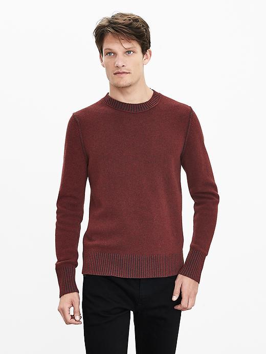Banana Republic Mens Plaited Italian Wool Crew Pullover Size L Tall - Orange