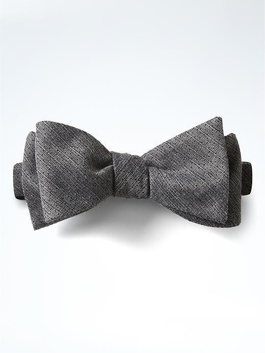 Banana Republic Mens Textured Pin Dot Silk Nanotex Bow Tie - Smoke Gray