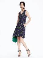 Banana Republic Womens Pleated Pocket Dress Size 0 Petite - Blue Print