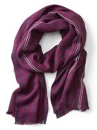 Banana Republic Womens Cozy Checker Plaid Rectangular Scarf Boysenberry Purple Size One Size