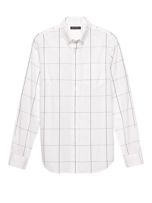 Banana Republic Mens Grant Slim-fit 100% Cotton Grid Oxford Shirt Everblue Size M