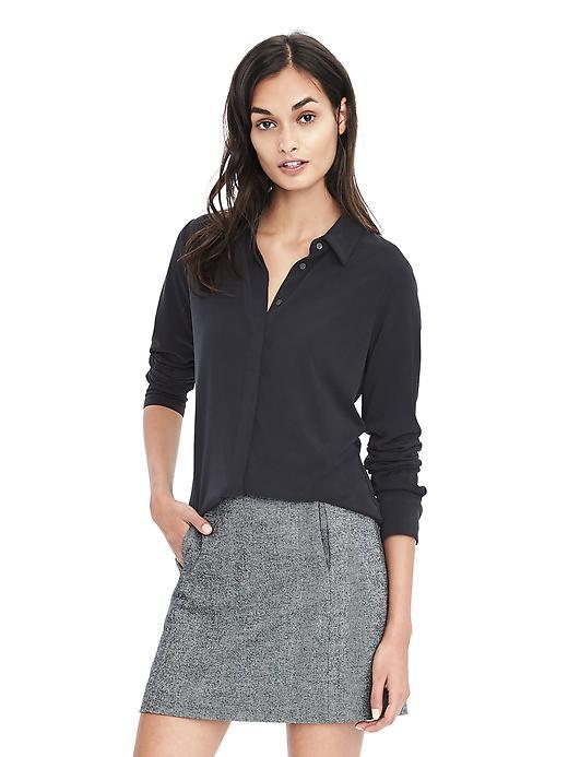 Banana Republic Womens Dillon Fit Long Sleeve Shirt - Dark Night