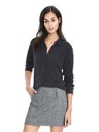 Banana Republic Womens Dillon Fit Long Sleeve Shirt - Dark Night
