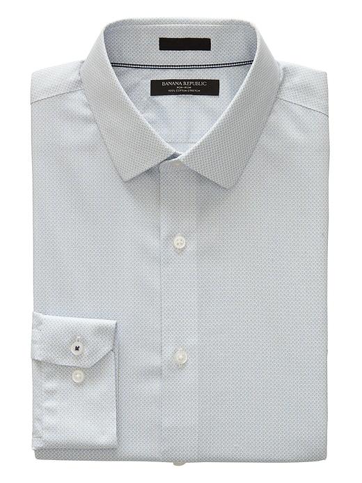 Banana Republic Mens Camden Standard-fit Non-iron Dot Shirt Moon Yellow Size Xxs