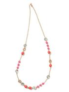 Banana Republic Womens Crystal Bauble Necklace Pink/orange Size One Size