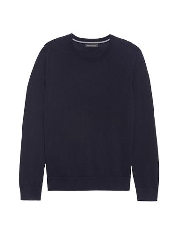 Banana Republic Mens Extra-fine Italian Merino Wool Crew-neck Sweater Blue Murano Size Xl