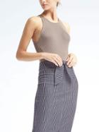 Banana Republic Womens Heritage Silk Ribbed Tank - Vintage Taupe