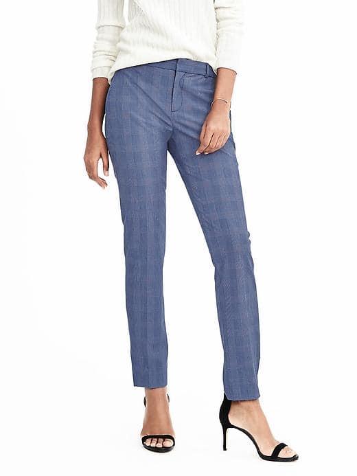 Banana Republic Womens Ryan Fit Plaid Pant - Blue Plaid