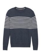 Banana Republic Mens Cotton Stripe Crew-neck Sweater Navy Size M