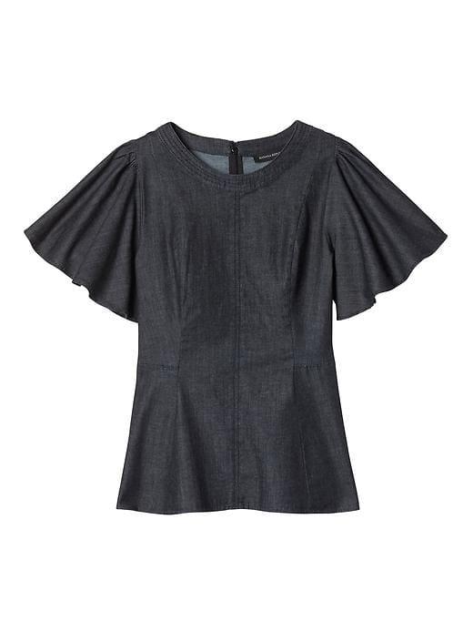 Banana Republic Womens Ruffle Sleeve Peplum Top - Medium Wash